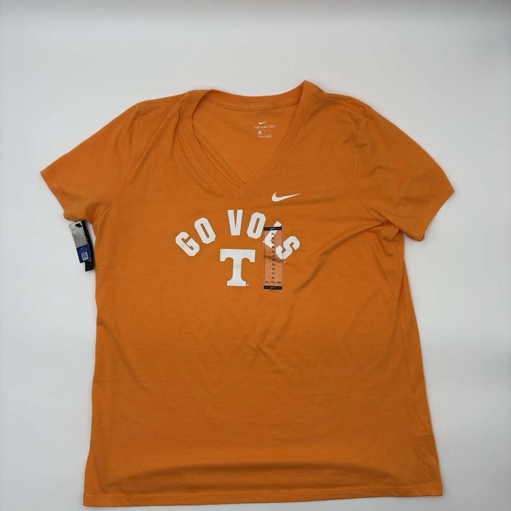Nike Tennessee Volunteers V-Neck Shirt Womens XL Orange Go Vols Tee 642481-87F